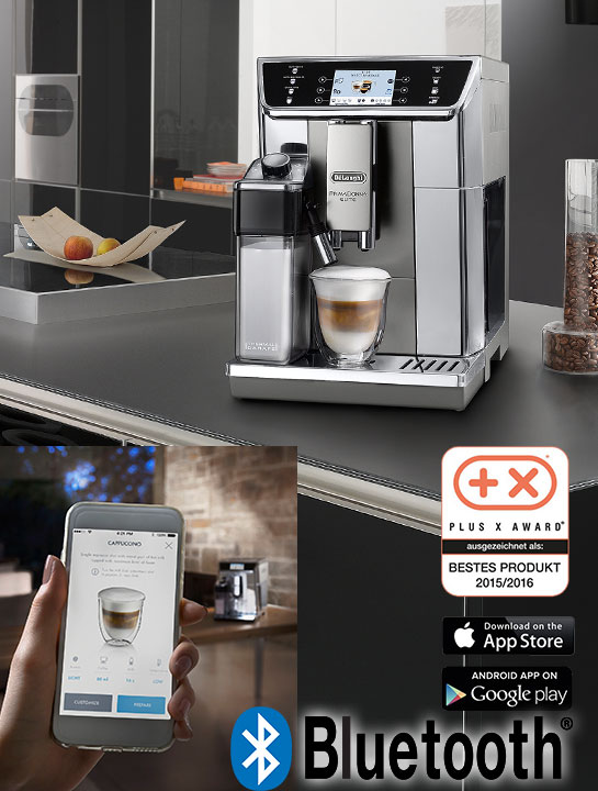 Mit dem De'Longhi Kaffeevollautomat frischen Kaffee und Milchschaum zubereiten.
