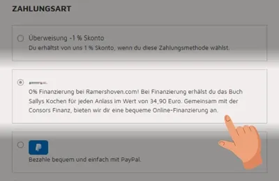 Consors Finanz im Bestellvorgang auswählen