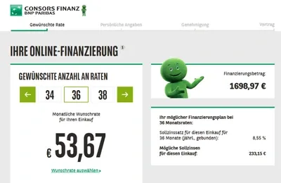 Gewünschte Anzahl an Raten auswählen