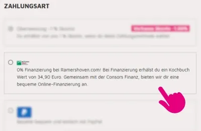 Consors Finanz im Bestellvorgang auswählen