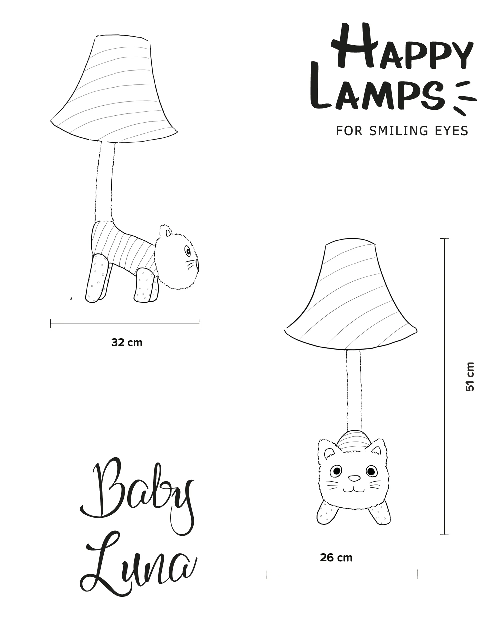 Maße der Happy Lamp Baby Luna