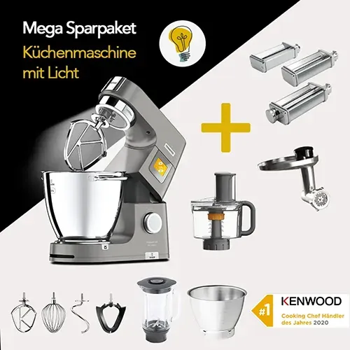 Kenwood Küchenmaschine Titanium Chef Patissier XL KWL90.594SI neustes Modell - Spar-Set Pasta-MAX mit 3 Pastawalzen