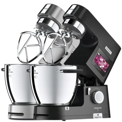 Vollansicht der Kenwood Chef XL Connect KCL95 in den Farben Schwarz und Silber