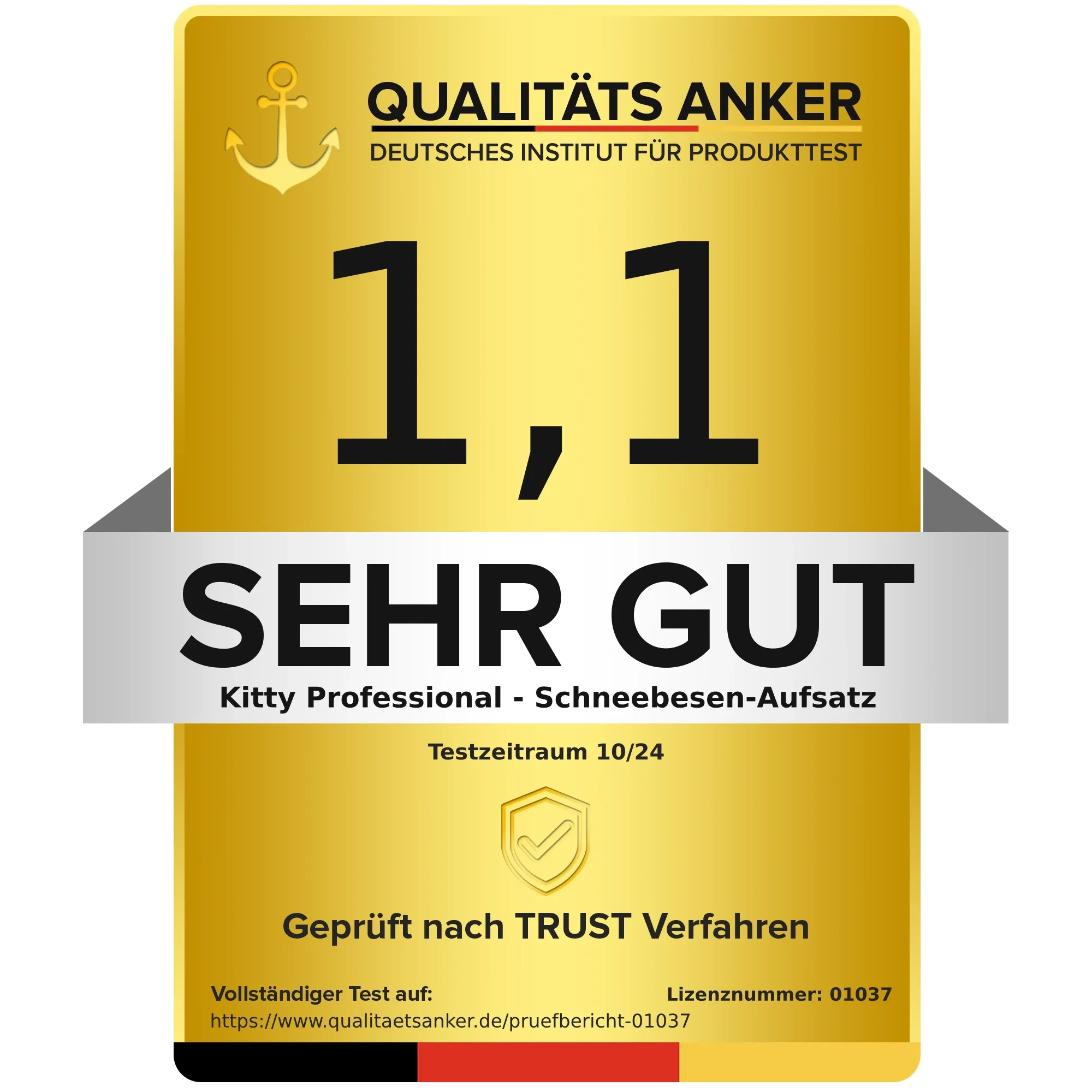 Testsiegel Kitty Professional Schneebesen Schaumschläger 1,1 SEHR GUT