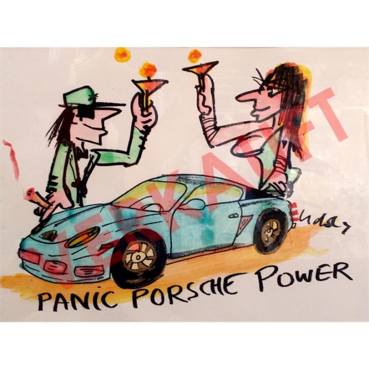 Udo Lindenberg Original Likörell "Panic Porsche Power" ca. 80 x 65 cm / Unikat