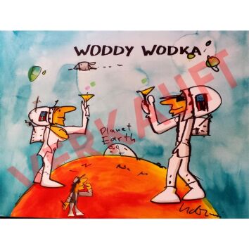 Udo Lindenberg Original Aquarell "Woddy Wodka"...