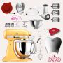 KitchenAid Artisan 4,8 Liter KSM175 Sallys Spar-Set mit Gemüseschneider & Fleischwolf - PASTELLGELB