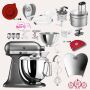 KitchenAid Artisan 4,8 Liter KSM175 Sallys Spar-Set mit Food Processor & Fleischwolf - MEDAILLON SILBER