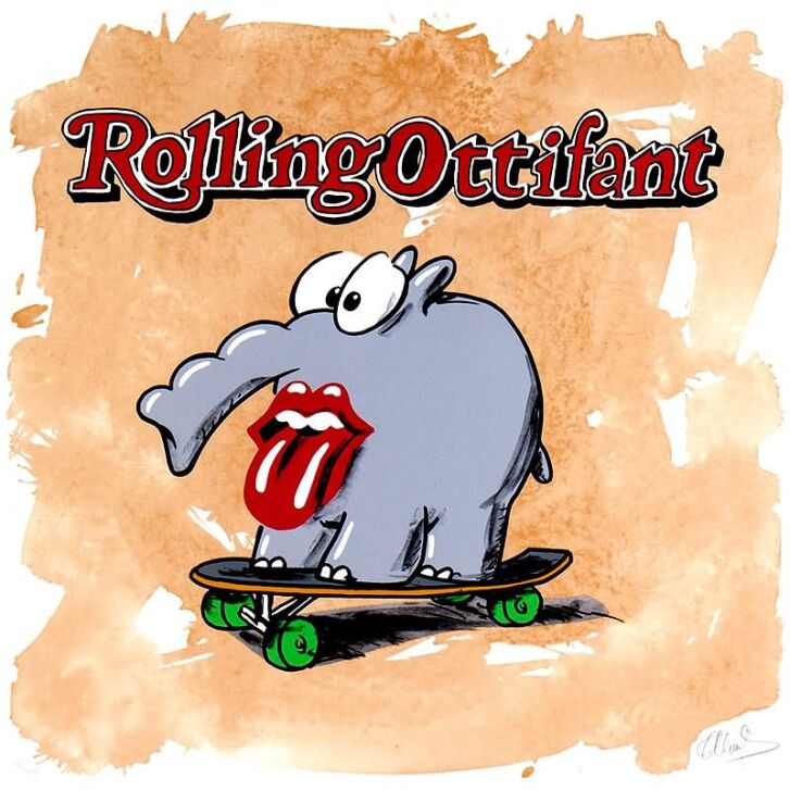 Otto Waalkes Original Siebdruck "Rolling Ottifant" 2018 handsigniert 68 x 68 cm