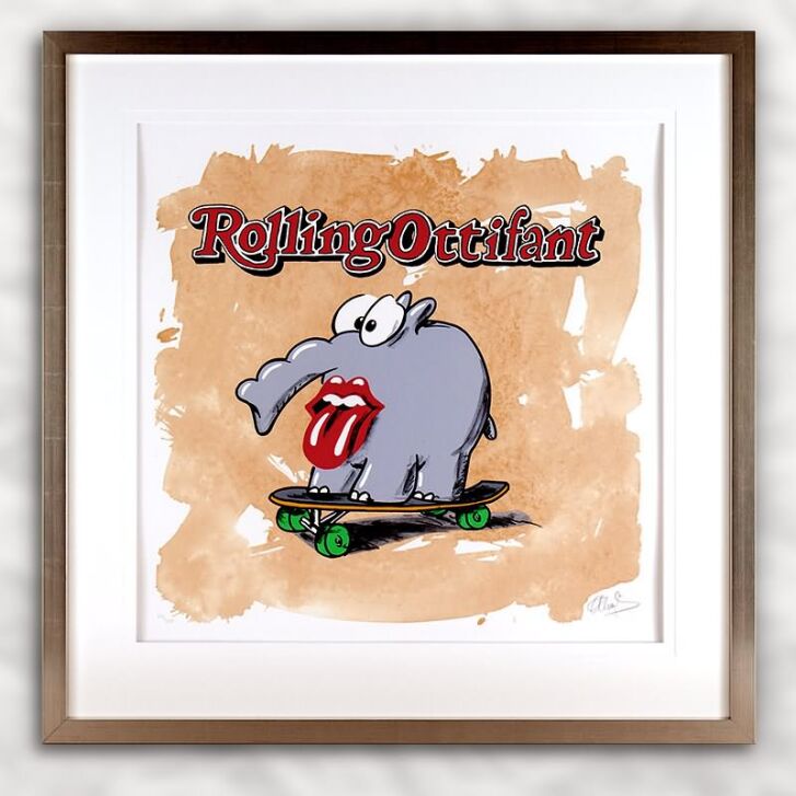 Otto Waalkes Original Siebdruck "Rolling Ottifant" 2018 handsigniert 68 x 68 cm