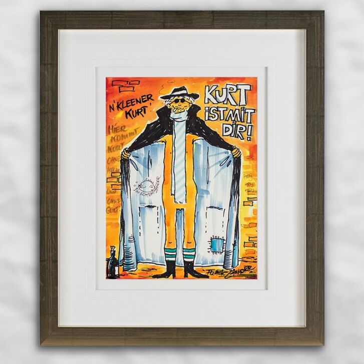 Frank Zander Original Aquarell "Kurt ist mit Dir" 2018 Unikat / handsigniert 24 x 32 cm