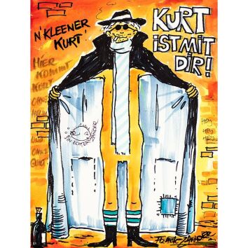 Frank Zander Original Aquarell "Kurt ist mit...