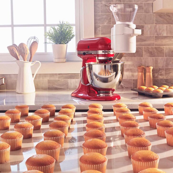 KitchenAid Artisan 4,8 Liter KSM175 Sallys Spar-Set mit Sieb mit digitaler Waage & Fleischwolf - LIEBESAPFEL ROT