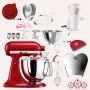 KitchenAid Artisan 4,8 Liter KSM175 Spar-Set mit Sieb mit digitaler Waage, Fleischwolf - LIEBESAPFEL ROT