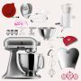 KitchenAid Artisan 4,8 Liter KSM175 Spar-Set mit Sieb mit digitaler Waage, Fleischwolf - KONTUR SILBER