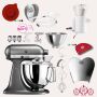KitchenAid Artisan 4,8 Liter KSM175 Sallys Spar-Set mit Sieb mit digitaler Waage & Fleischwolf - MEDAILLON SILBER