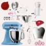 KitchenAid Artisan 4,8 Liter KSM175 Sallys Spar-Set mit Sieb mit digitaler Waage & Fleischwolf - VINTAGE BLUE