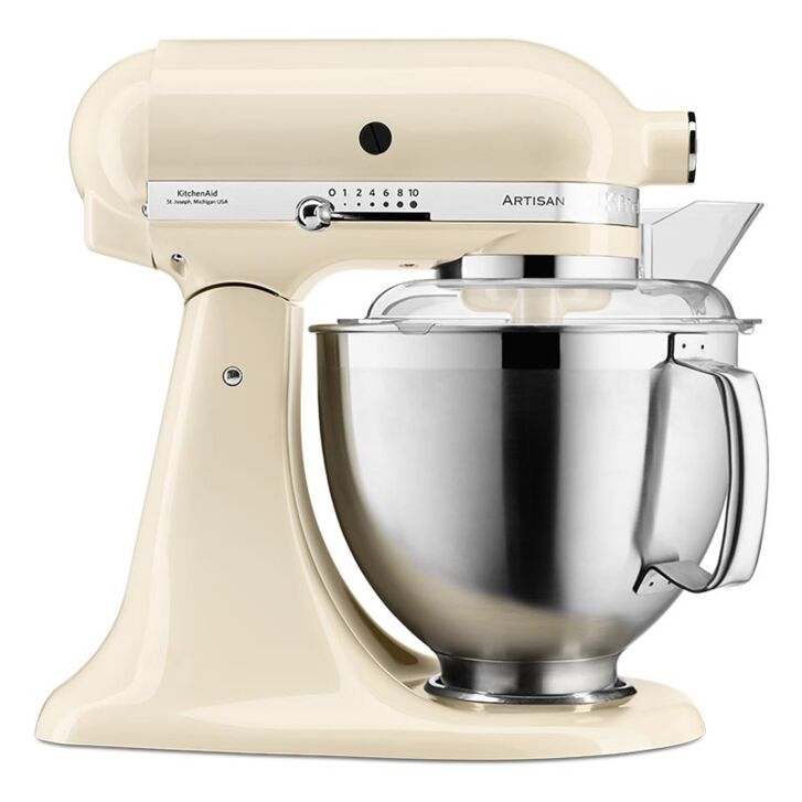 KitchenAid Artisan 4,8 Liter KSM185 Sallys Spar-Set mit Sieb mit digitaler Waage & Fleischwolf - CREME