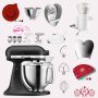 KitchenAid Artisan 4,8 Liter KSM185 Sallys Spar-Set mit Sieb mit digitaler Waage & Fleischwolf - GUSSEISEN SCHWARZ