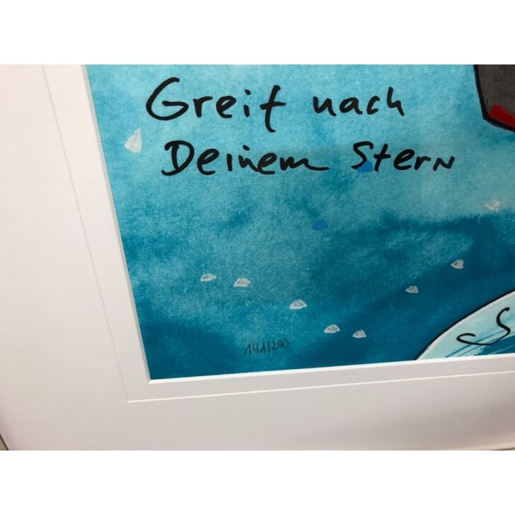 Udo Lindenberg Original Siebdruck "Greif nach Deinem Stern" - handsigniert und limitiert - ca. 36 x 47 cm