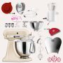 KitchenAid Artisan 4,8 Liter KSM175 Sallys Spar-Set mit Sieb mit digitaler Waage & Fleischwolf - CREME