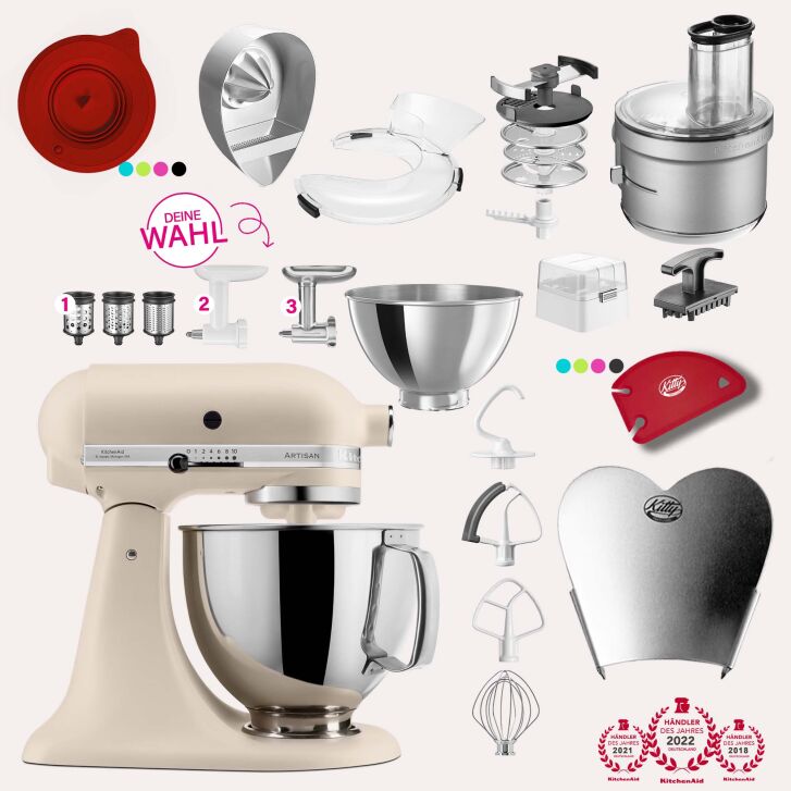 KitchenAid Artisan 4,8 Liter KSM175 Spar-Set mit Food Processor und Fleischwolf - FRESH LINEN