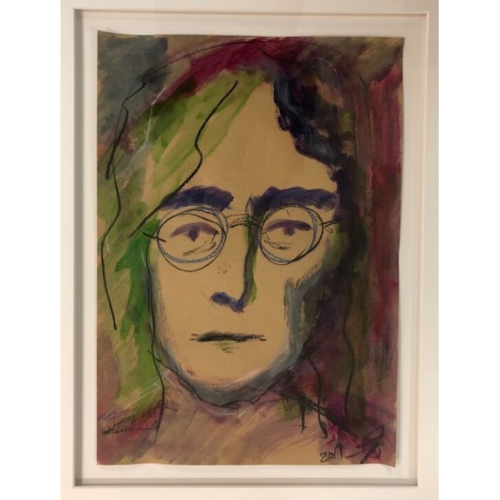 Francis Fulton-Smith "John Lennon" Mischtechnik auf Papier, Unikat, handsigniert inkl. Rahmen