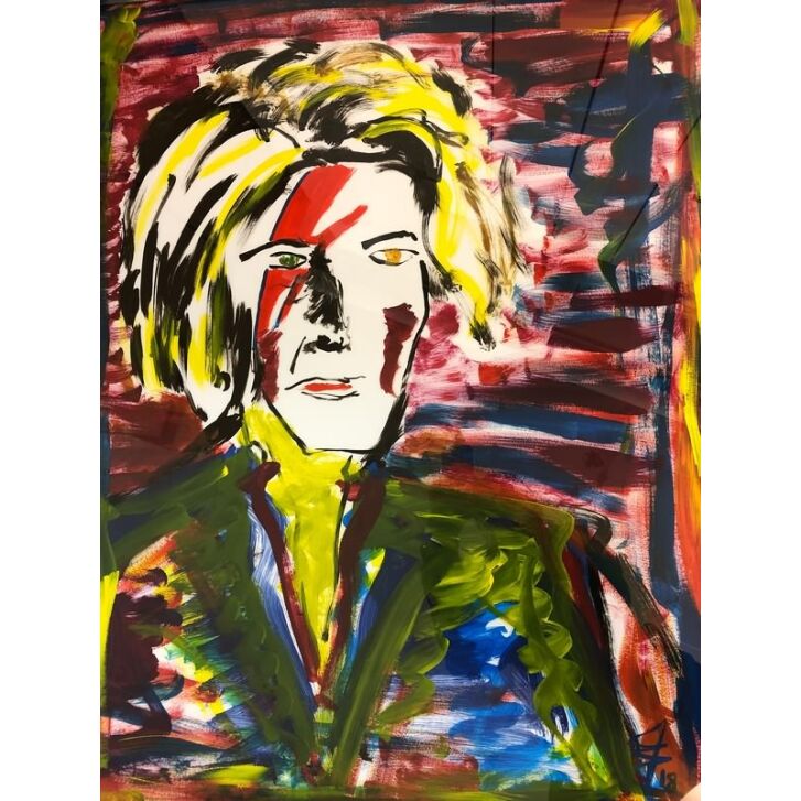 Francis Fulton-Smith "David Bowie" Mischtechnik auf Papier, Unikat, inkl. Rahmen