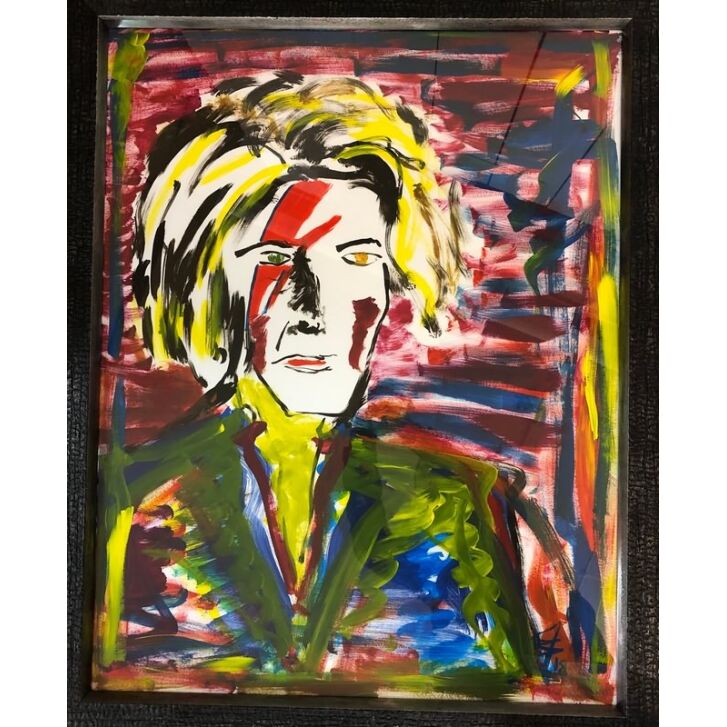 Francis Fulton-Smith "David Bowie" Mischtechnik auf Papier, Unikat, inkl. Rahmen