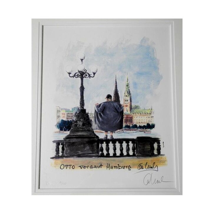 Otto Waalkes Original Farblithografie "Otto versaut Hamburg" 2014 handsigniert und limitiert 37 x 49 cm