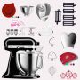 KitchenAid Artisan 4,8 Liter KSM185 Spar-Set Pasta Deluxe mit 5-teiligem Nudelwalzen-Set, Fleischwolf - ONYX SCHWARZ