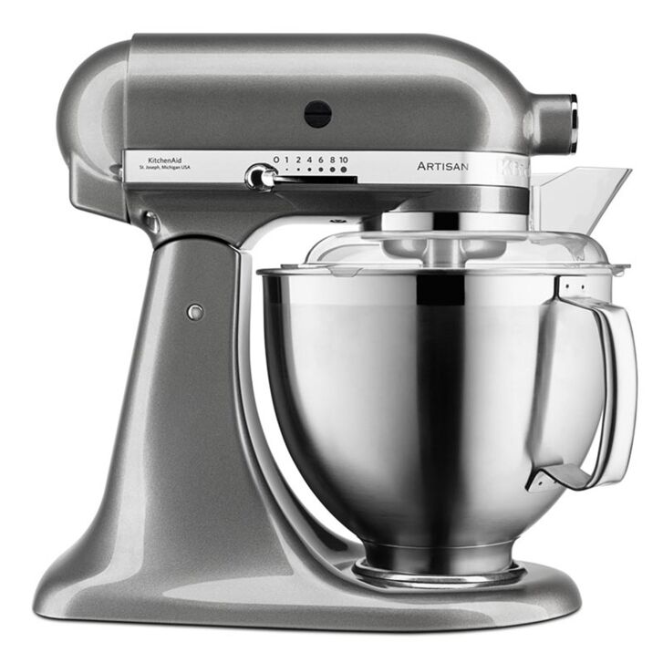 KitchenAid Artisan 4,8 Liter KSM185 Sallys Spar-Set Pasta Deluxe mit 5-teiligem Nudelwalzen-Set & Fleischwolf - MEDAILLON SILBER