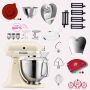KitchenAid Artisan 4,8 Liter KSM185 Sallys Spar-Set Pasta Deluxe mit 5-teiligem Nudelwalzen-Set & Fleischwolf - CREME