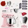 KitchenAid Artisan 4,8 Liter KSM175 Spar-Set Pasta Deluxe mit 5-teiligem Nudelwalzen-Set, Fleischwolf - SILKY PINK