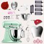 KitchenAid Artisan 4,8 Liter KSM175 Sallys Spar-Set Pasta Deluxe mit 5-teiligem Nudelwalzen-Set & Fleischwolf - PISTAZIE