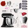 KitchenAid Artisan 4,8 Liter KSM175 Sallys Spar-Set Pasta Deluxe mit 5-teiligem Nudelwalzen-Set & Fleischwolf - ONYX SCHWARZ
