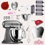 KitchenAid Artisan 4,8 Liter KSM175 Spar-Set Pasta Deluxe mit 5-teiligem Nudelwalzen-Set, Fleischwolf - MEDAILLON SILBER