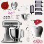 KitchenAid Artisan 4,8 Liter KSM175 Spar-Set Pasta Deluxe mit 5-teiligem Nudelwalzen-Set, Fleischwolf - KONTUR SILBER