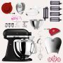 KitchenAid Artisan 4,8 Liter KSM175 Sallys Spar-Set Pasta Deluxe mit 5-teiligem Nudelwalzen-Set & Fleischwolf - GUSSEISEN SCHWARZ