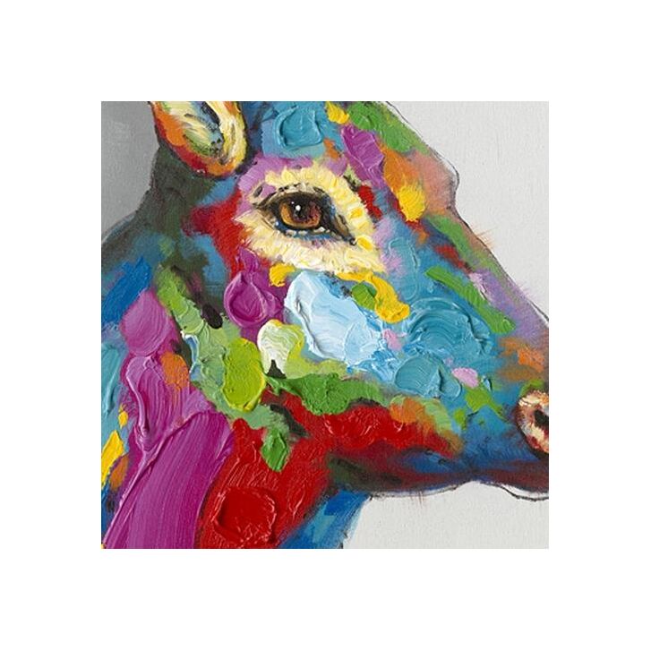 "Bunter Hirsch" handveredelter Druck auf Leinwand 90 x 120 cm