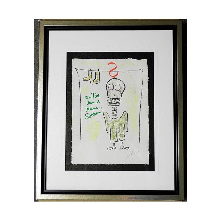 Helge Schneider - Original Kohlezeichnung "Der Tod kennt keine Socken" ca. 30 x 41 cm / Unikat