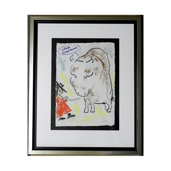 Helge Schneider - Original Kohlezeichnung "Scheiß Torreroarsch" ca. 30 x 41 cm / Unikat