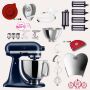 KitchenAid Artisan 4,8 Liter KSM175 Spar-Set Pasta Deluxe mit 5-teiligem Nudelwalzen-Set, Fleischwolf - TINTENBLAU