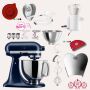 KitchenAid Artisan 4,8 Liter KSM175 Sallys Spar-Set mit Sieb mit digitaler Waage & Fleischwolf - TINTENBLAU
