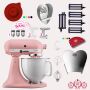 KitchenAid Artisan 4,8 Liter KSM156 Spar-Set Pasta Deluxe mit 5-teiligem Nudelwalzen-Set, Fleischwolf - ROSE WHITE Sonderedition