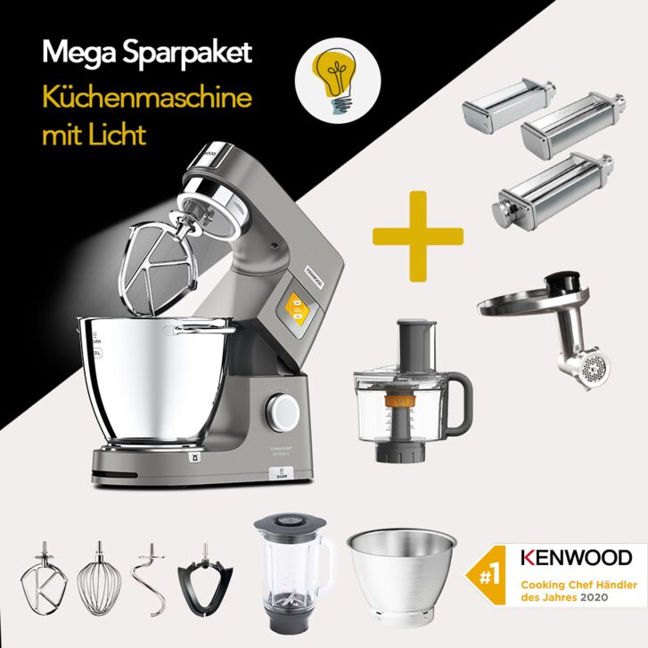 Kenwood Küchenmaschine Titanium Chef Patissier XL KWL90.594SI neustes Modell - Spar-Set Pasta-MAX mit 3 Pastawalzen