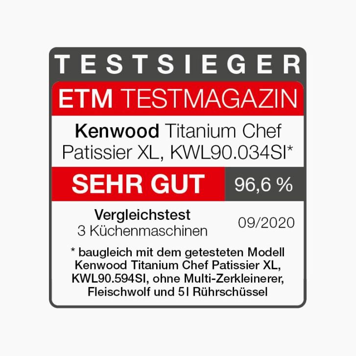 Kenwood Küchenmaschine Titanium Chef Patissier XL KWL90.594SI neustes Modell - Spar-Set Pasta-MAX mit 3 Pastawalzen