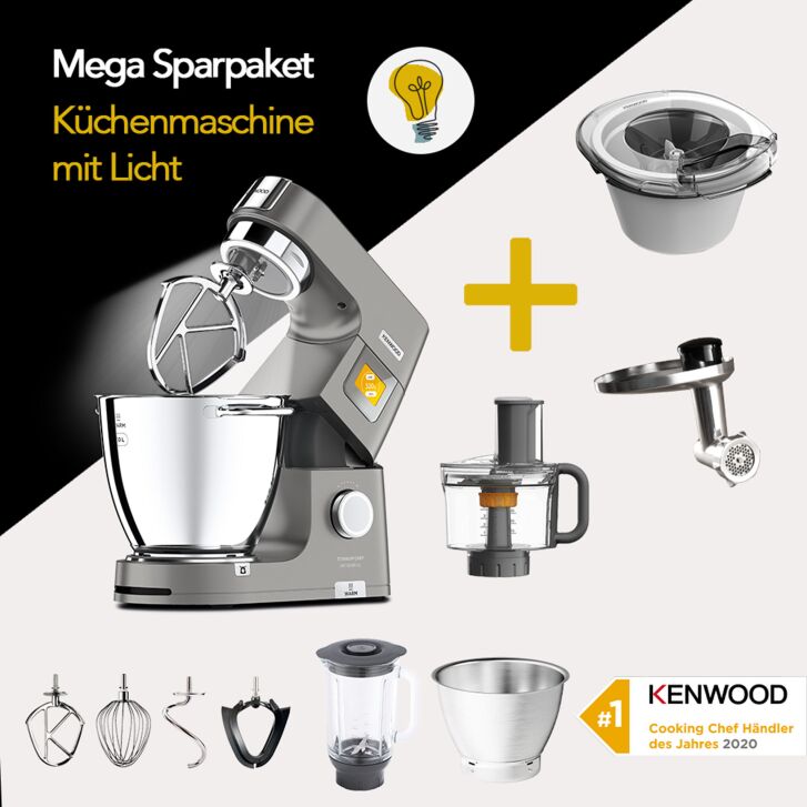 Kenwood Küchenmaschine Titanium Chef Patissier XL KWL90.594SI neustes Modell - Spar-Set Eisbereiter