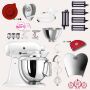 KitchenAid Artisan 4,8 Liter KSM175 Spar-Set Pasta Deluxe mit 5-teiligem Nudelwalzen-Set, Fleischwolf - WEISS