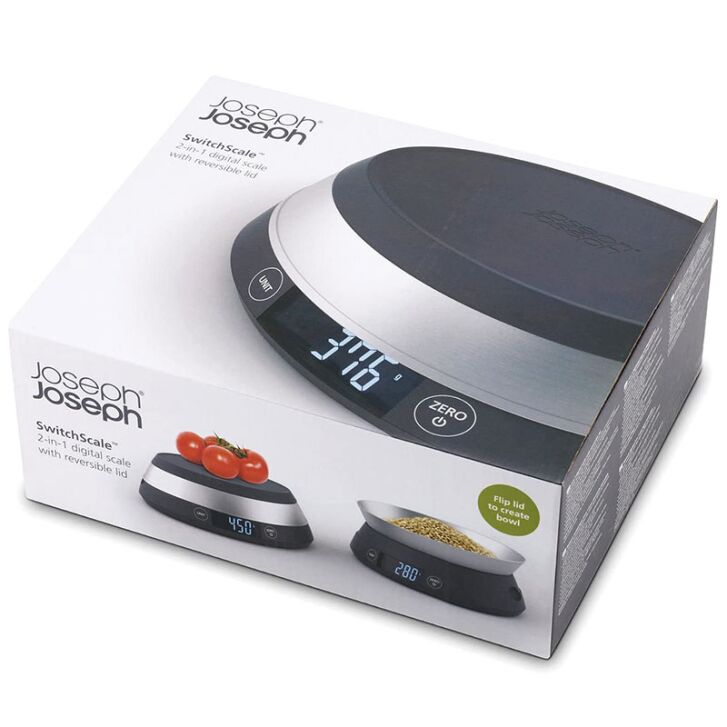 Original Joseph Joseph SwitchScale: 2 in 1 Digitalwaage mit Wendedeckel - GRAU